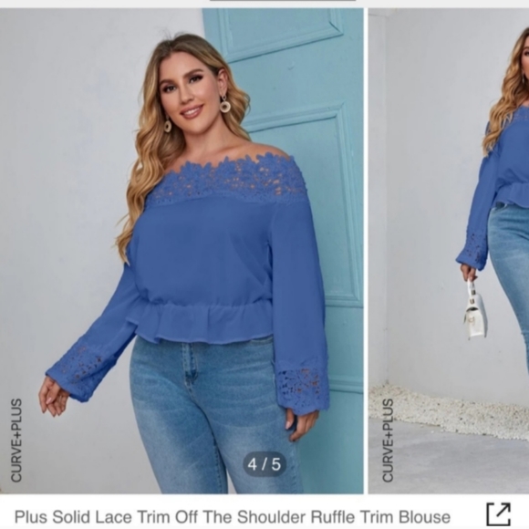 SHEIN Tops - HOST PICK 🌟 Lace Trim Off Shoulder Blouse